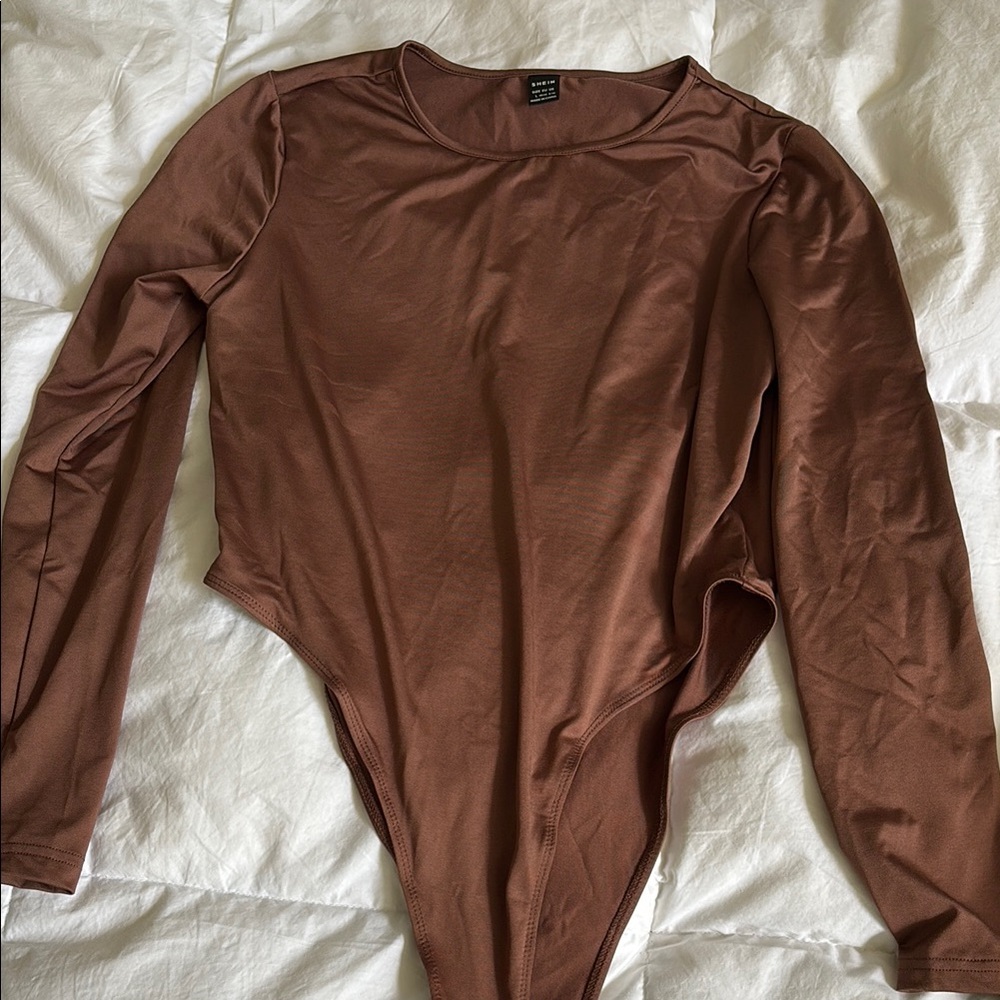 SHEIN Brown Long Sleeve Bodysuit